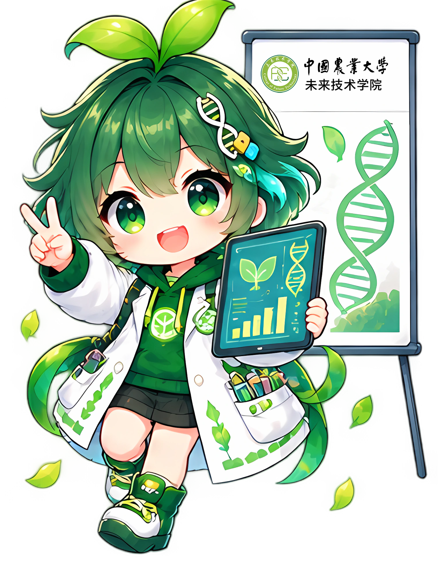 探小元拿着课程平板准备讲解生命科学
